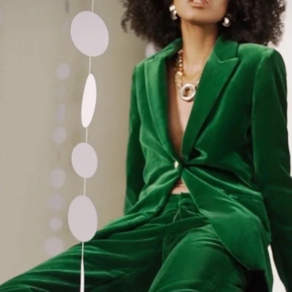 Zara LIMITED EDITION bloggers favorite emerald Green Velvet Blazer,size XS - Picture 3 of 16